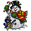 Снеговик с птичкой